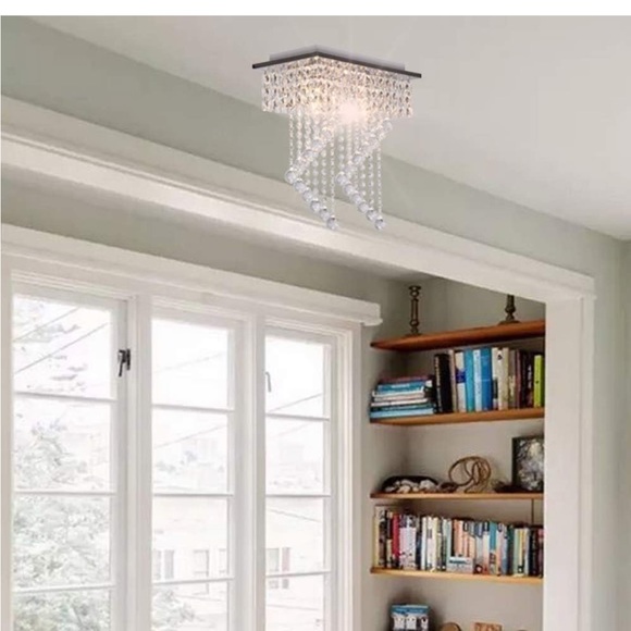 Flush Mount 2-Light Crystal Chandelier - Picture 4 of 4